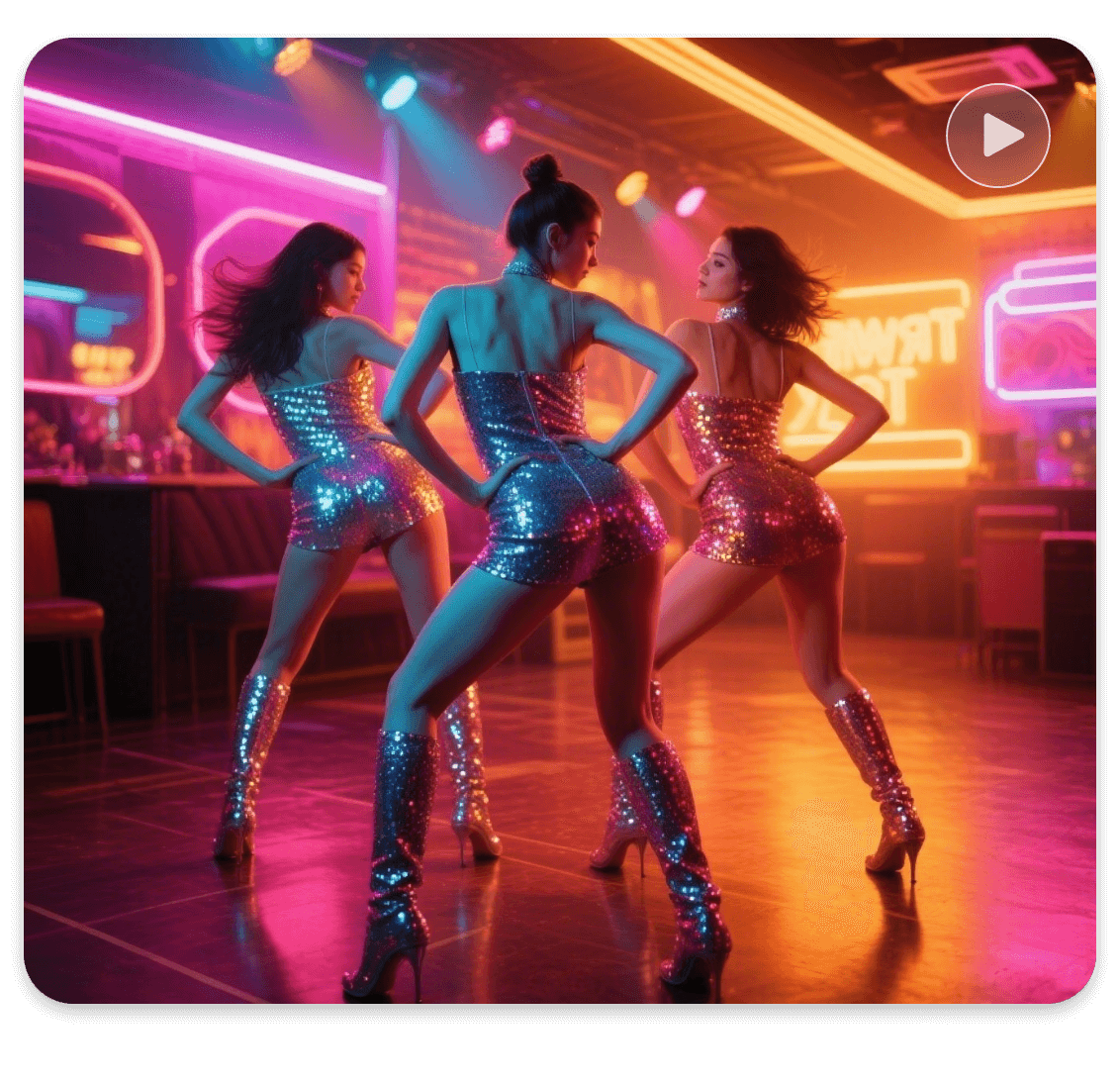 Crie um grupo de garotas twerk no clube usando um gerador de twerk com IA