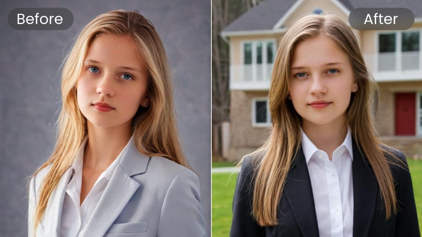 Crie uma foto profissional de uma mulher em uma mansão