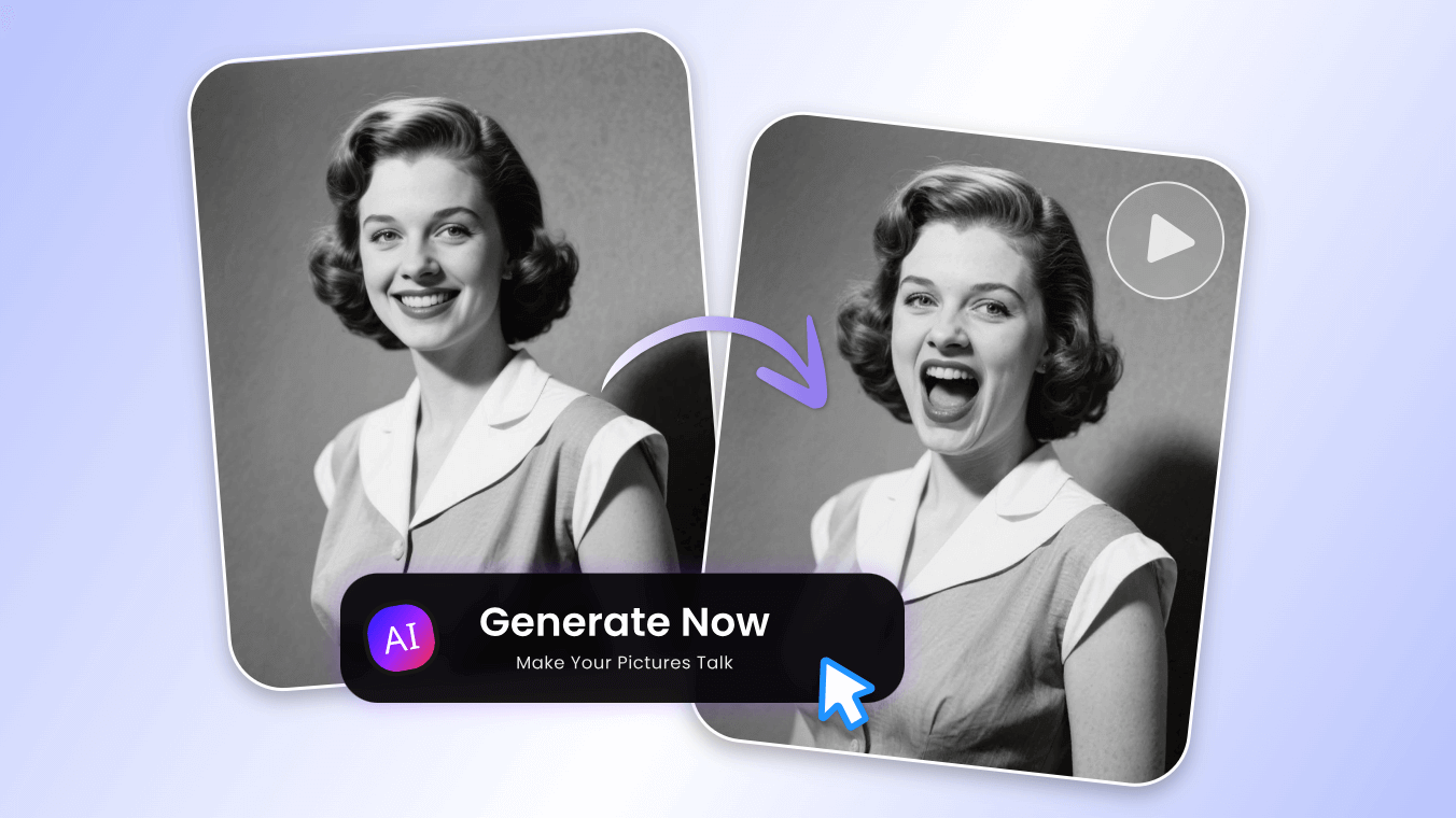 Create a singing video using an old photo of a woman