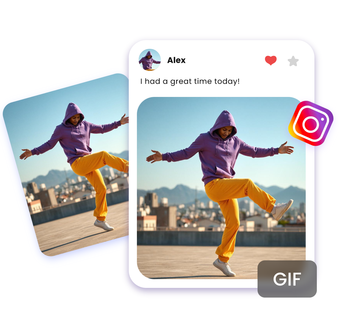 Create an ai dance video from a photo of a hoodie man and use it as an instagram post