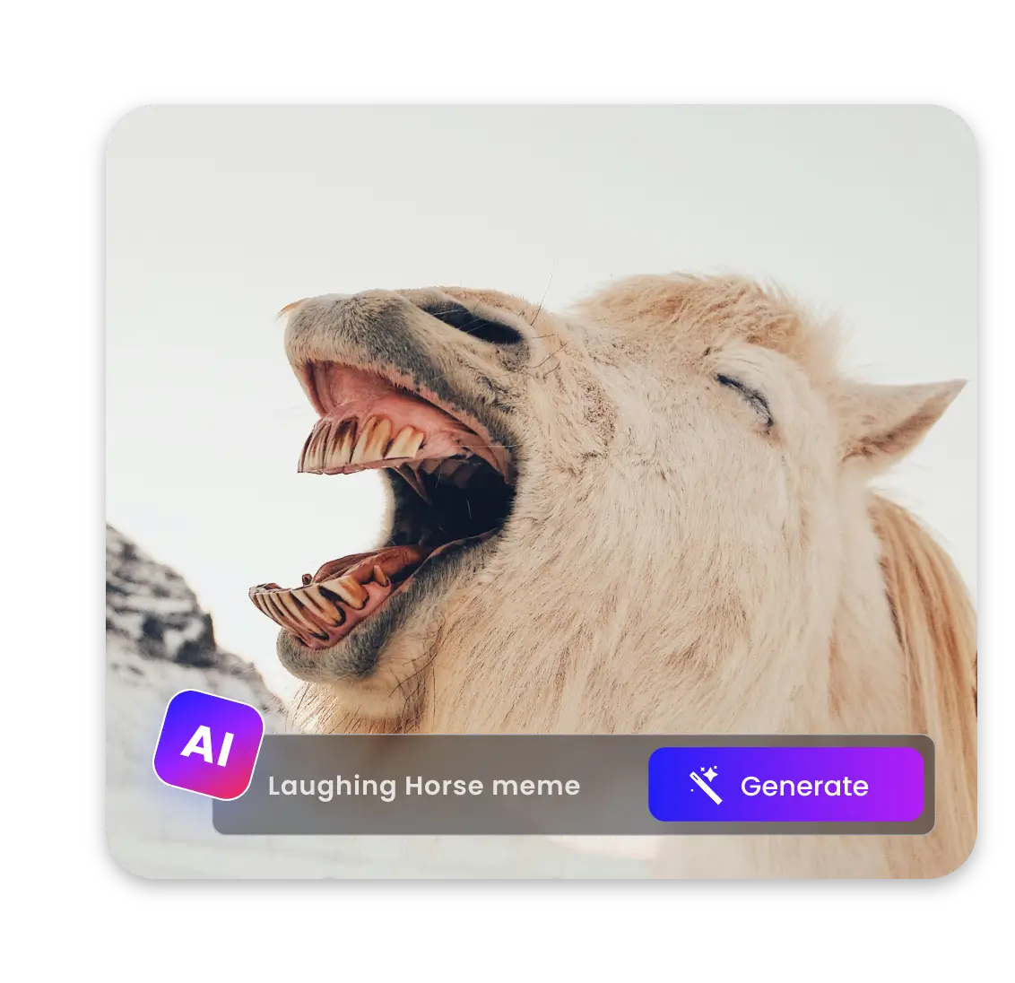 Create an ai meme featuring a laughing horse in clipfly ai meme generator