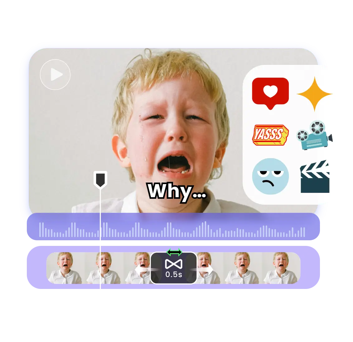 Create an ai meme video about a crying baby from text and edit it in clipfly