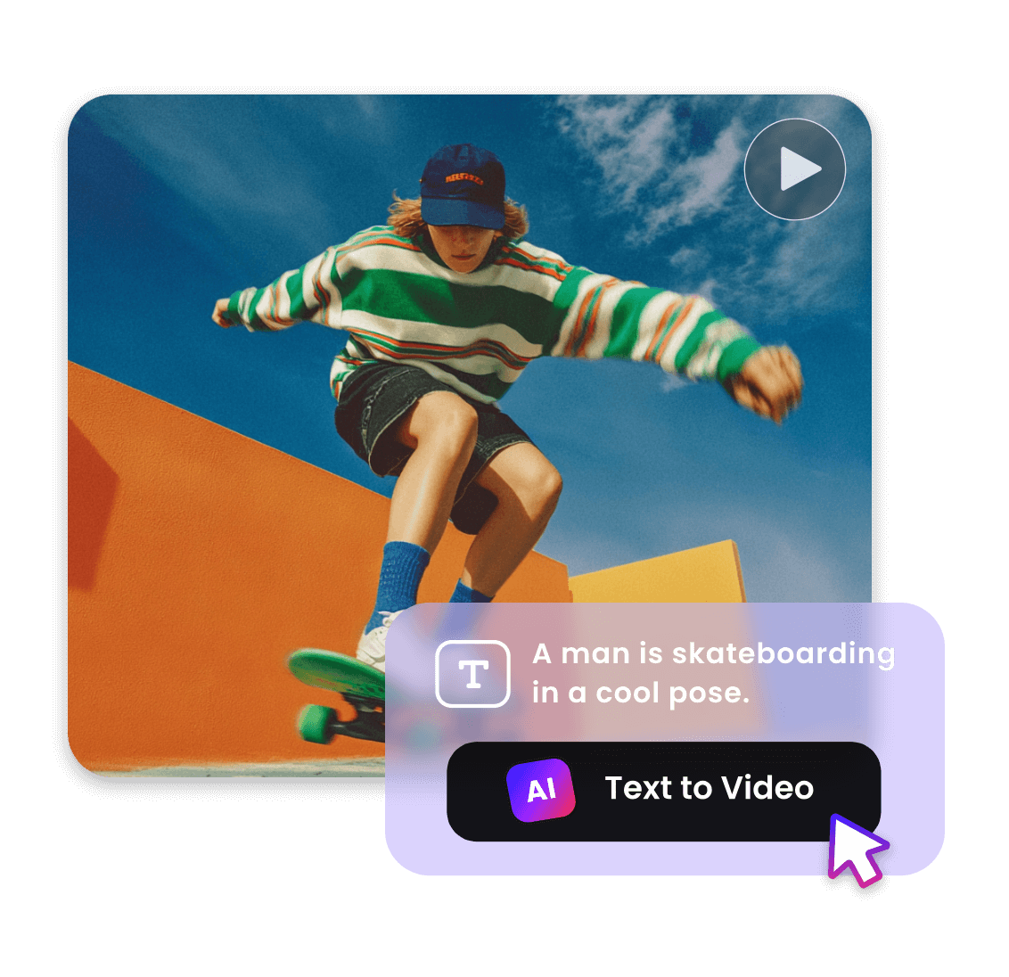 Create an ai video clip featuring a skating girl from text