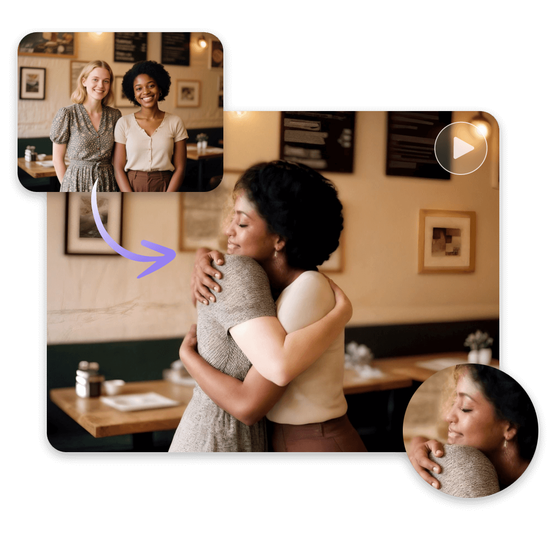 Create an hd ai hugging video for a photo of best friends