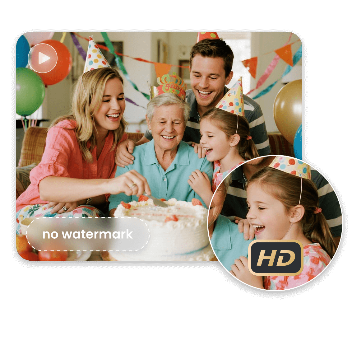 Create an hd birthday video showing a family celebrating their grandma bday party