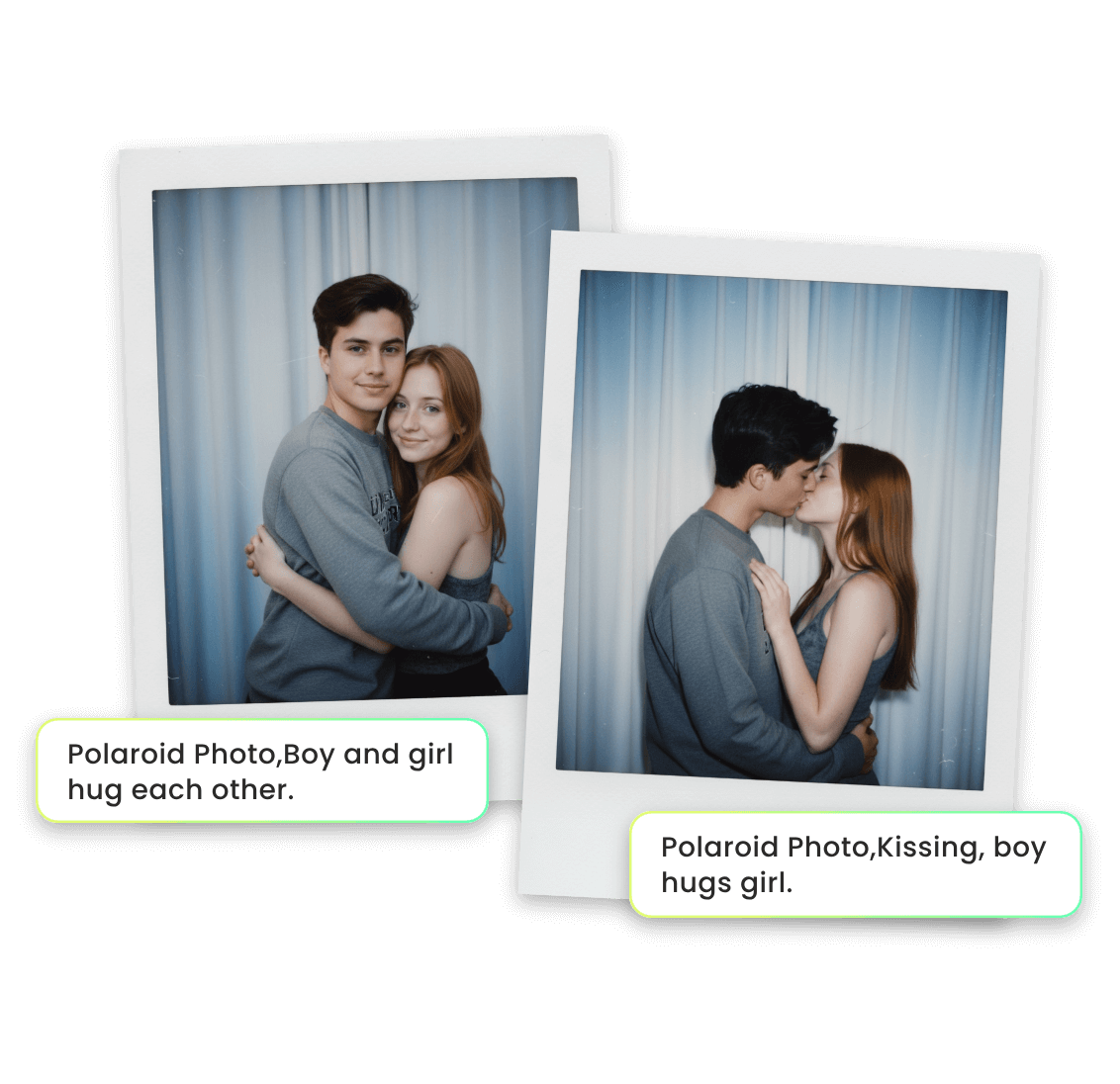 Create different ai polaroid photos with the same photos based on diverse prompts