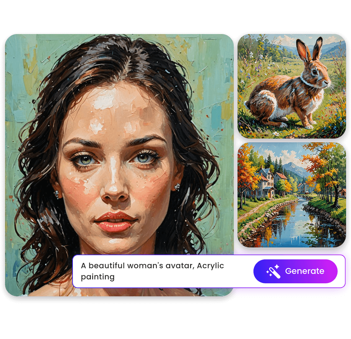 Criar três imagens no estilo de arte ai a partir de texto no clipfly
