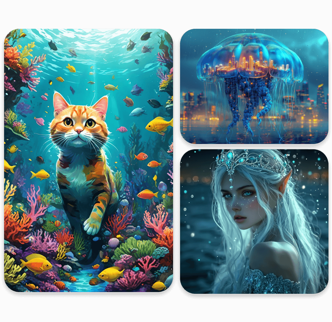 Create three ai fantasy characters in clipfly