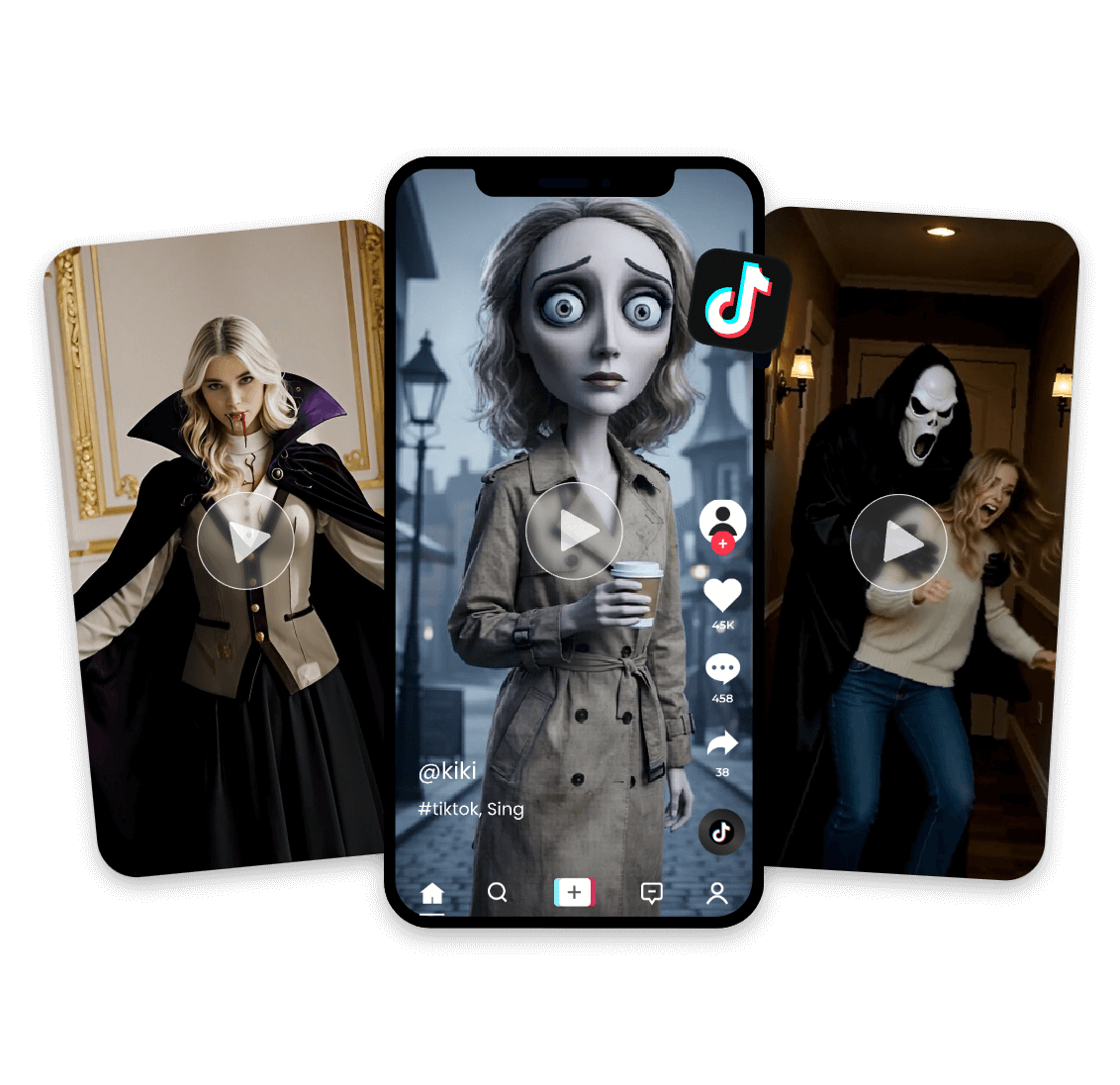 Create videos using clipfly halloween filter and post them on tiktok