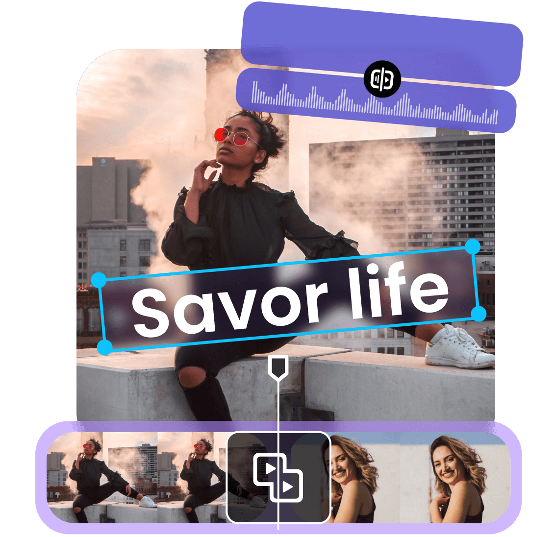 Customize a youtube video of a two girls with text audio and transitions