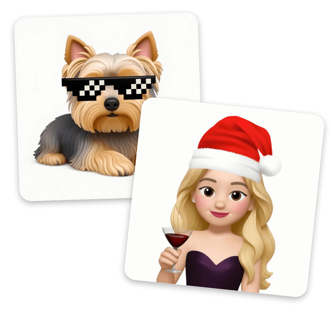 Customize emojis with santa hat and glasses
