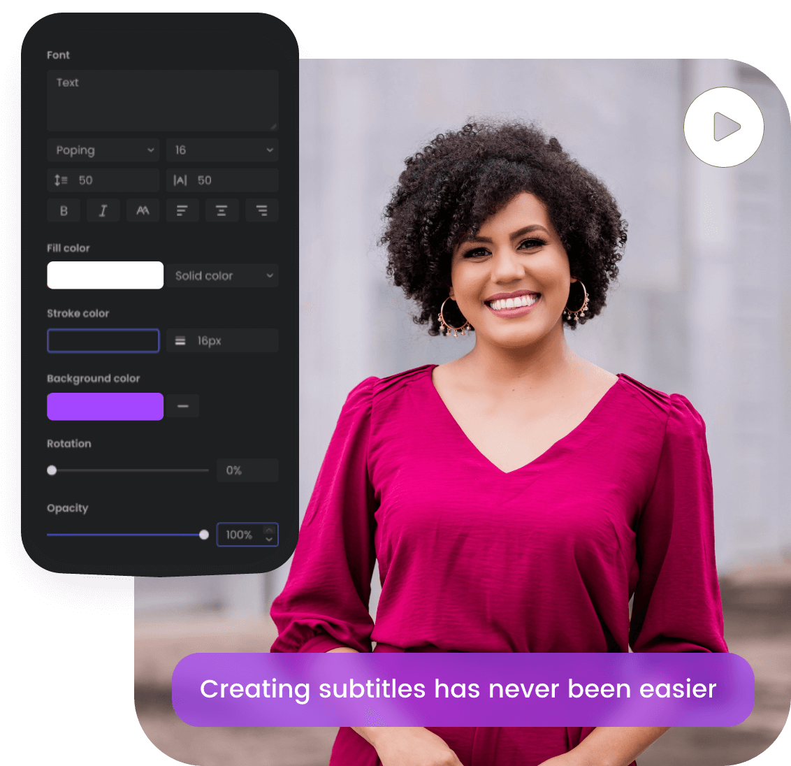 Customize subtitle font color animation rotation and more in clipfly