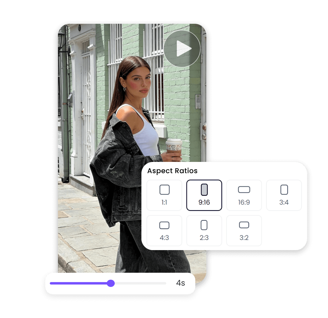 Customize the aspec ratio and duration of a portrait video clip