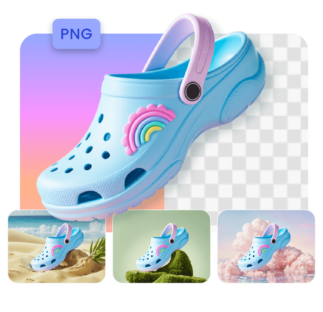 Customize the background of a png photo of a shoe product