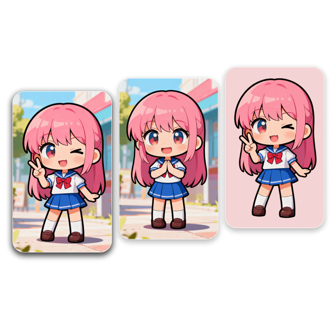 Customize the chibi girl poseture and background