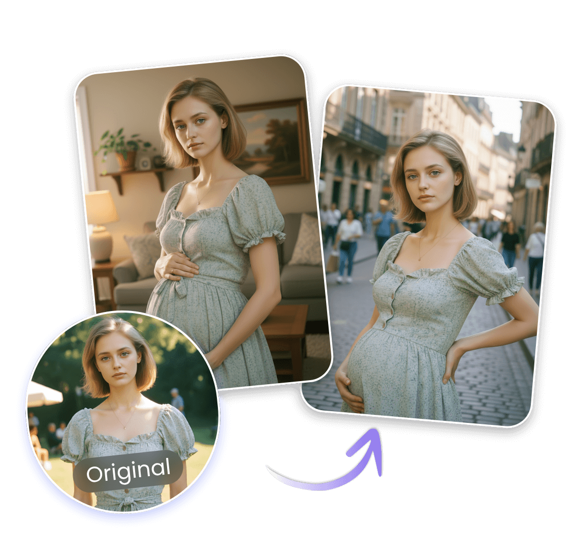 Customize to switch scenes and poses with ai pregnancy filter
