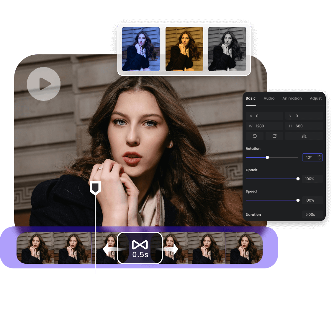 Customize your generated videos with clipfly online editing tools and online free materials