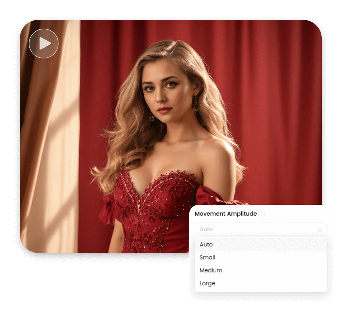 decida a amplitude de movimento do vídeo da mulher no clipfly