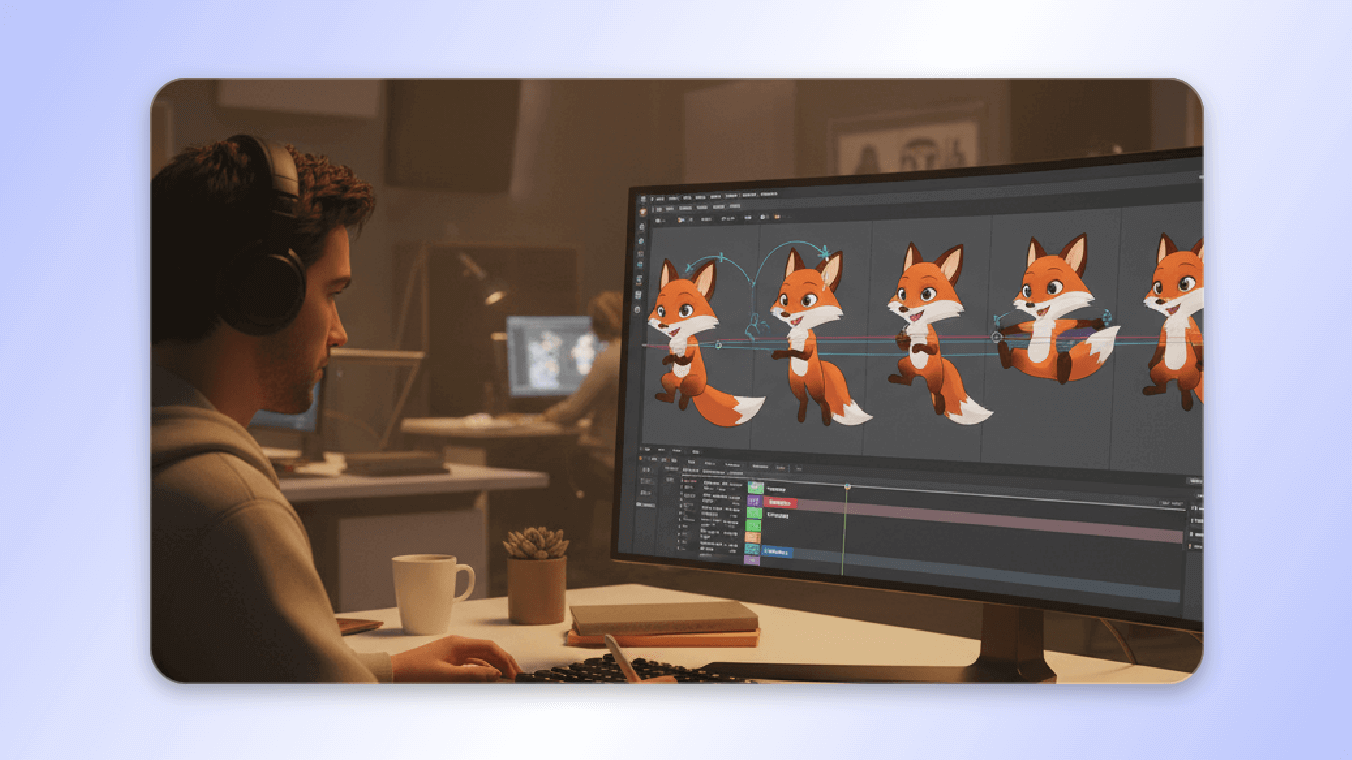 Design a 3d fox character for animation using clipfly 2d to 3d image converter