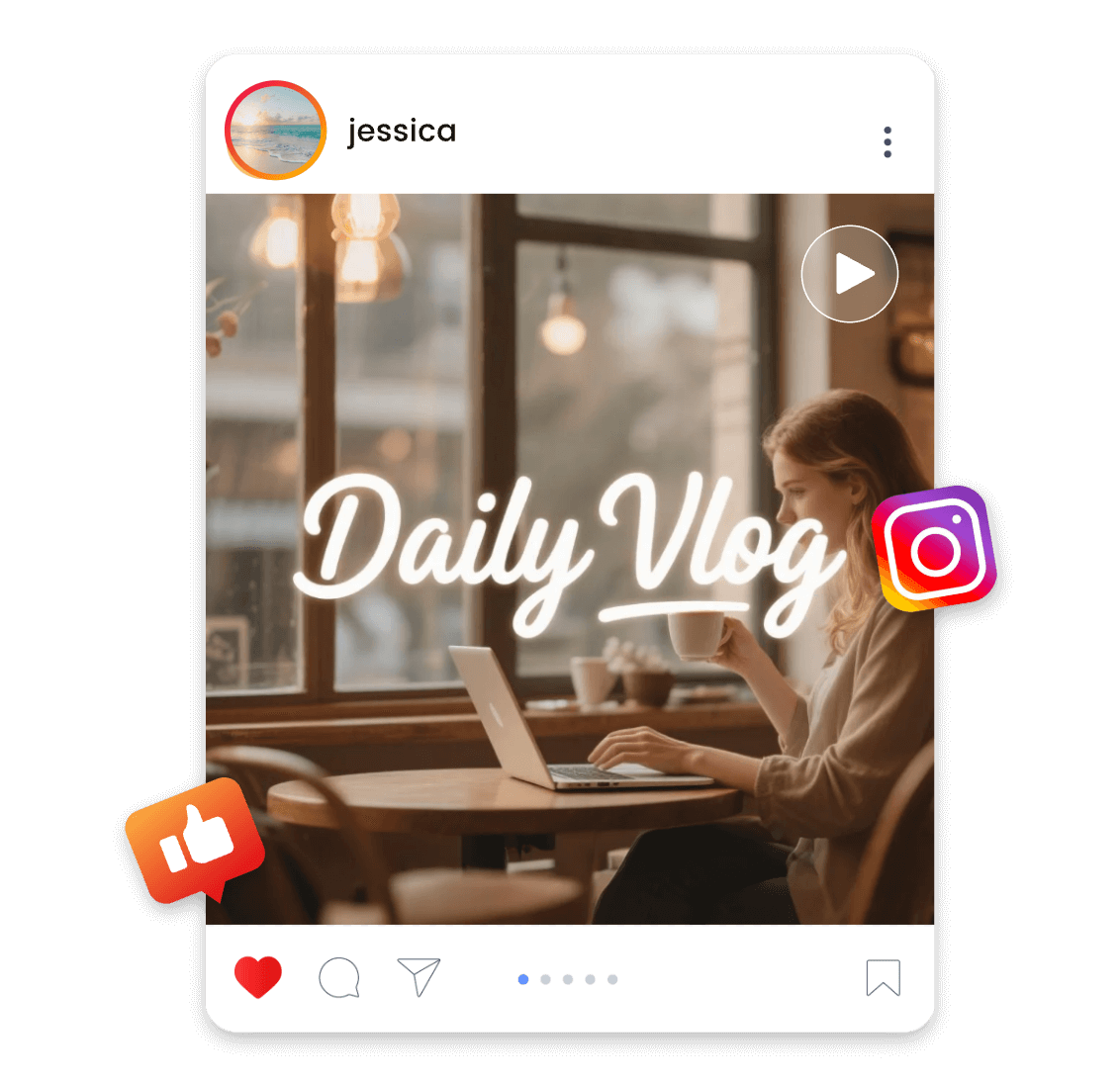 Design an animated logo with a cafe background and use it for instagram post