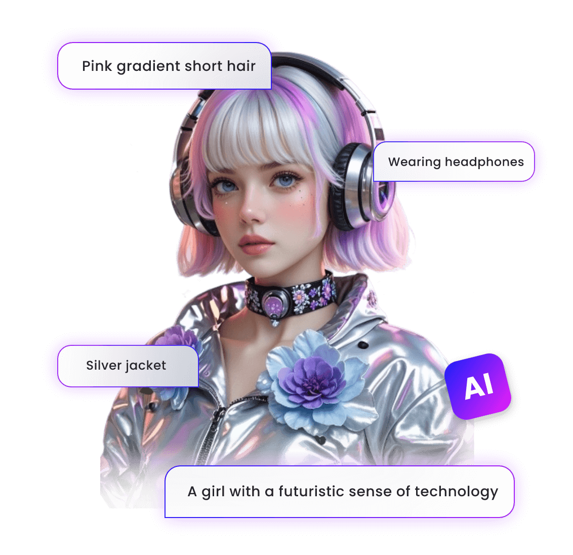 Desenhe todos os detalhes de sua garota ai com simples prompts no clipfly