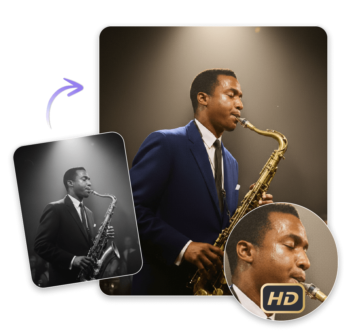 Download highquality colorized photo of a man playing the saxophone