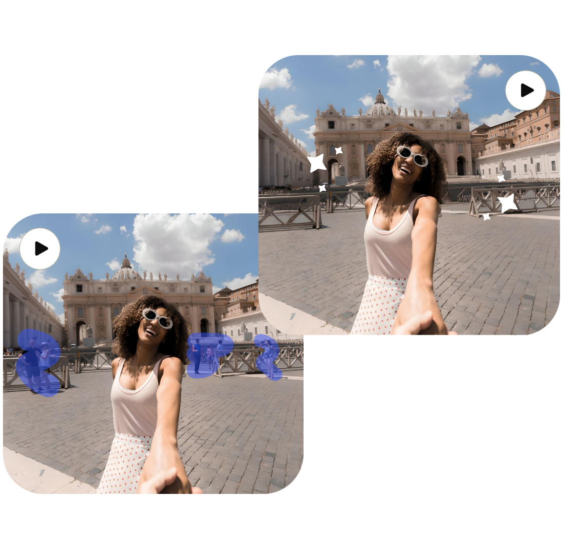 Eliminar indivíduos indesejados no pano de fundo de um vídeo de mulher com Clipfly
