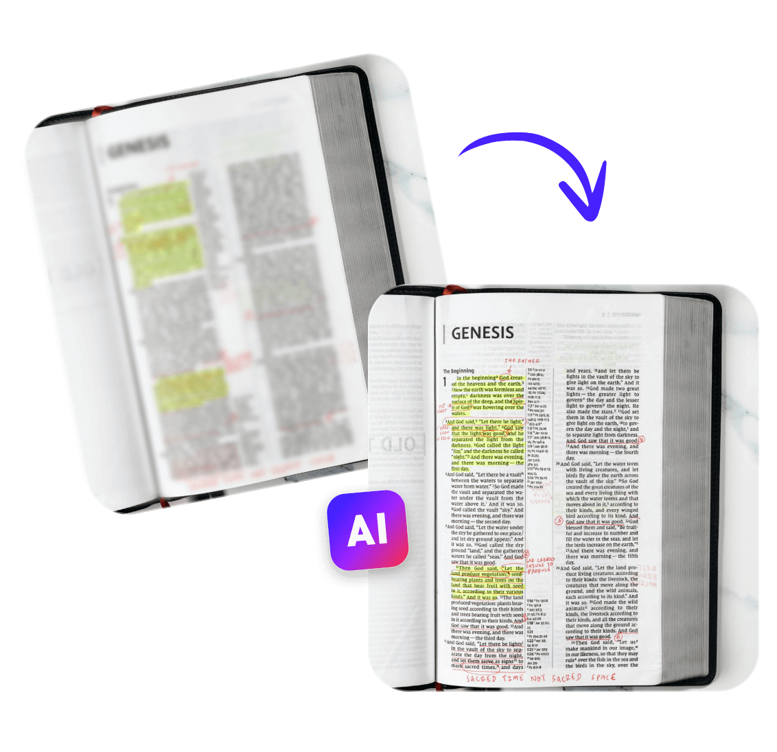 Easily unblur text in the book with ai