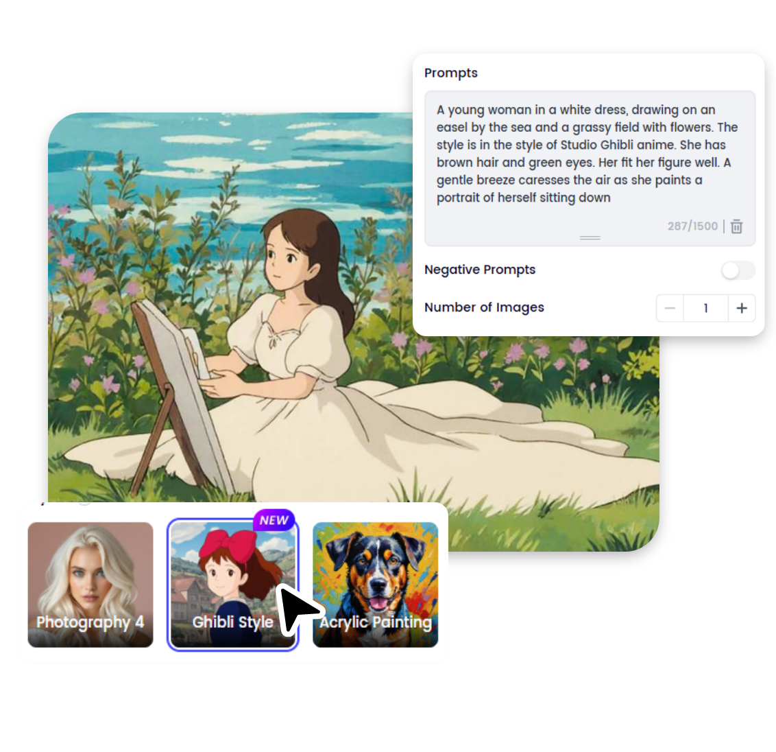 様々なカスタマイズオプションでAI画像を編集作成