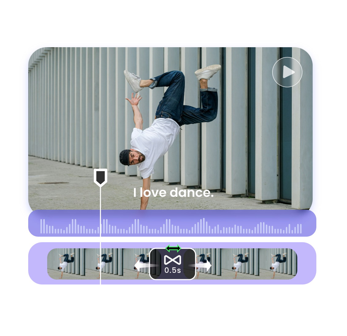 Edit the ai generated dance video from a white shirt man in clipfly ai video editor