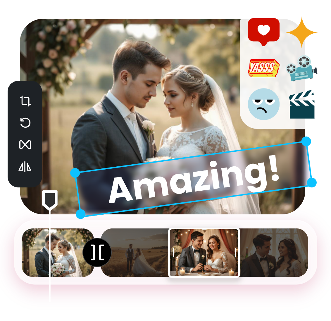 Editar o vídeo de casamento gerado por IA no editor de vídeo clipfly