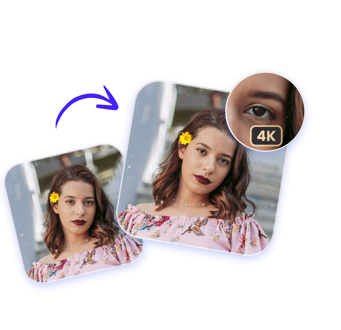 Enhance a video with a girl to 4k without losing quality