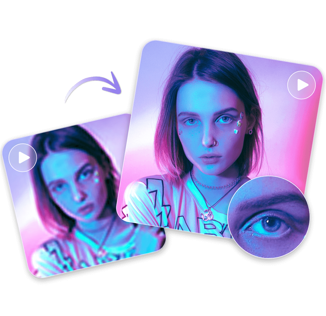 Enhance the video quality of a cool girl in clipfly