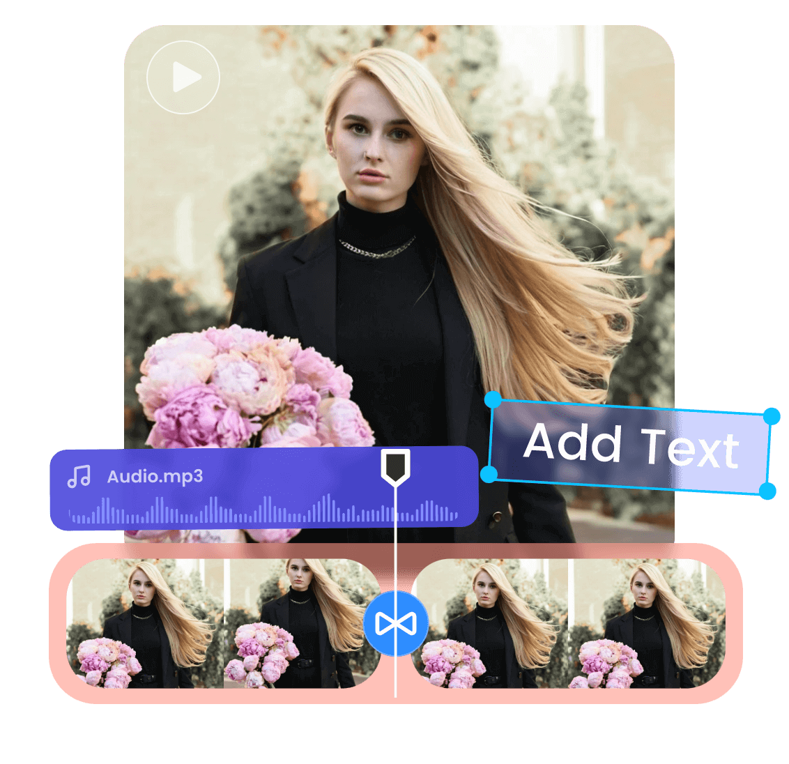 Enrich the hairstyle changing video of a beautiful girl with more elements