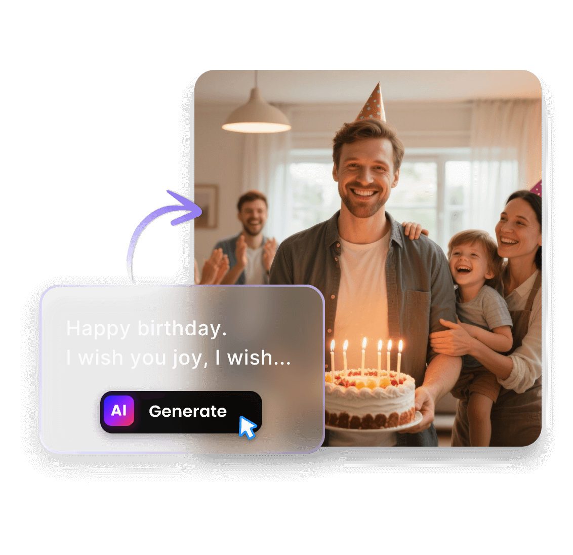 Enter keywords to generate birthday song lyrics with clipfly