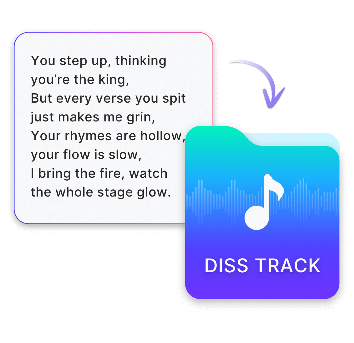 Enter lyrics to generate diss track music with clipfly ai diss track generator