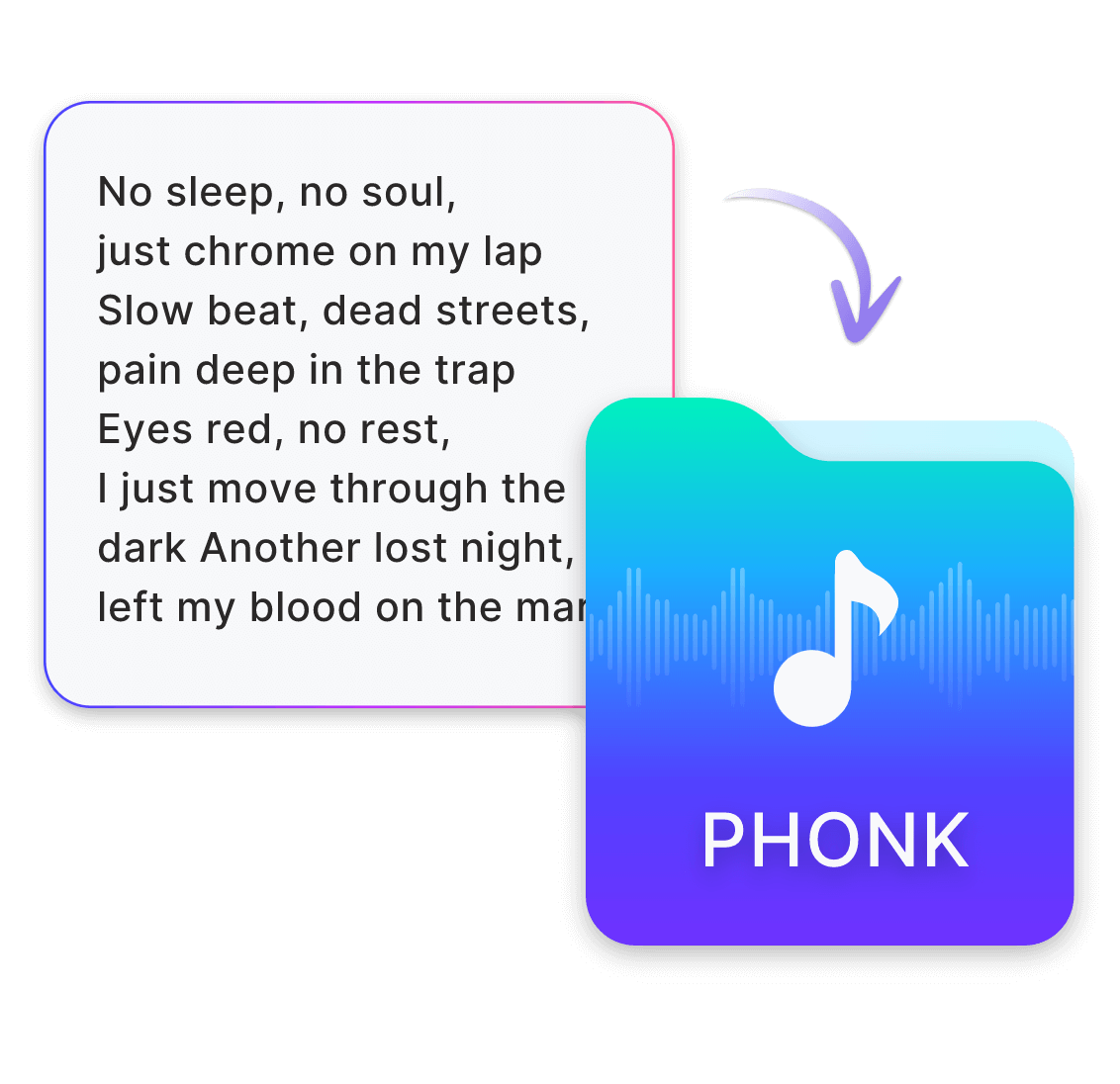 Enter text and lyrics to generate phonk with AI