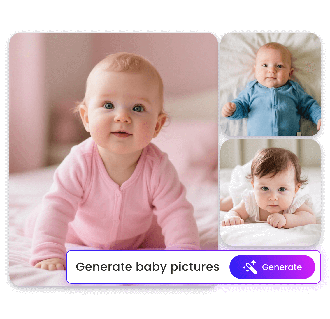 Enter text to generate different virtual ai babies