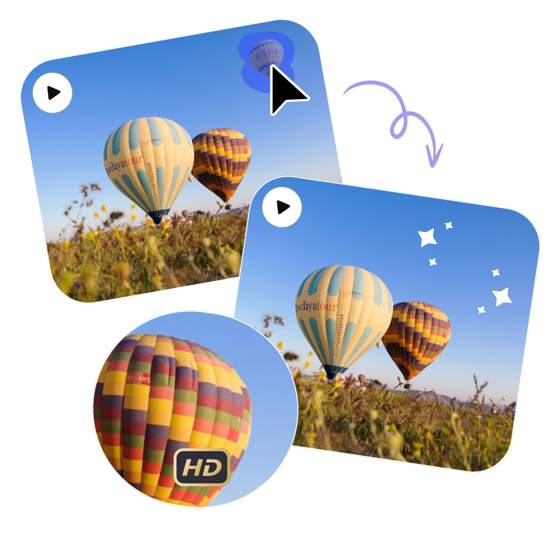 Apagar balão num vídeo do céu com o Clipfly