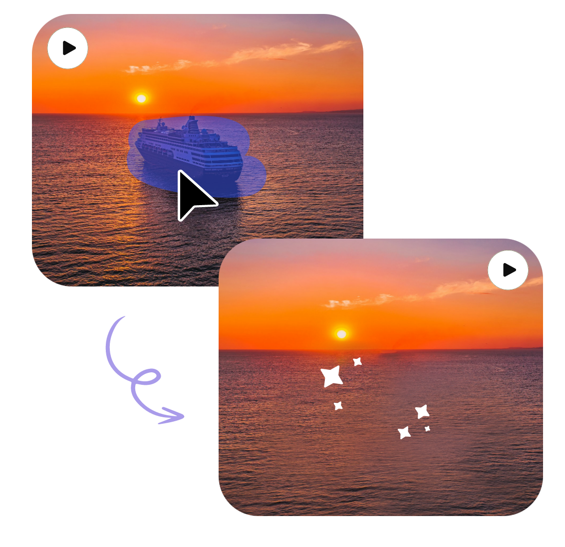 Apagar o vídeo de um navio em movimento do mar com o Clipfly