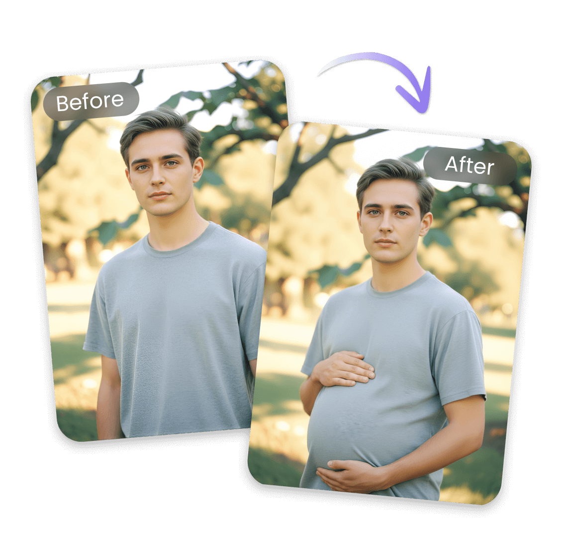 Explore male pregnancy images with AI pregnant filter