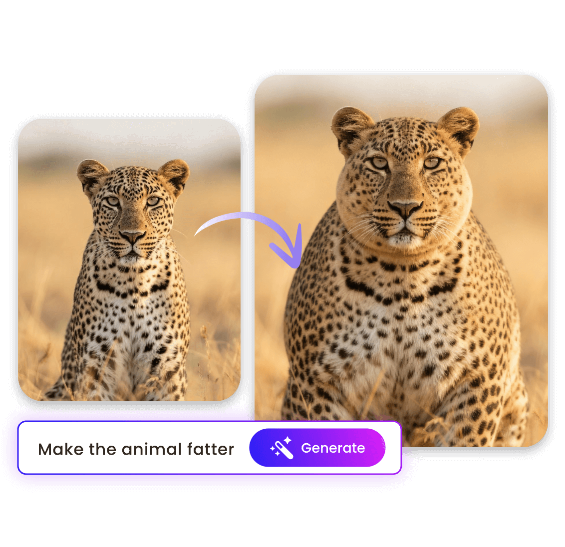 Fatify a leopard through prompt with clipfly weight gain ai
