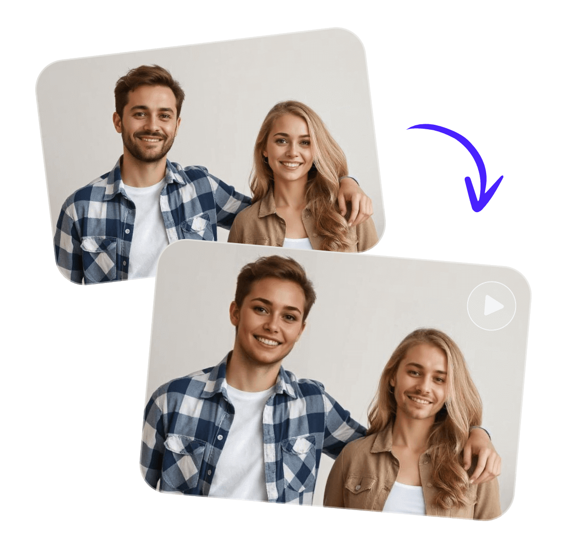 カップルの写真を性別を入れ替えて動画を制作する