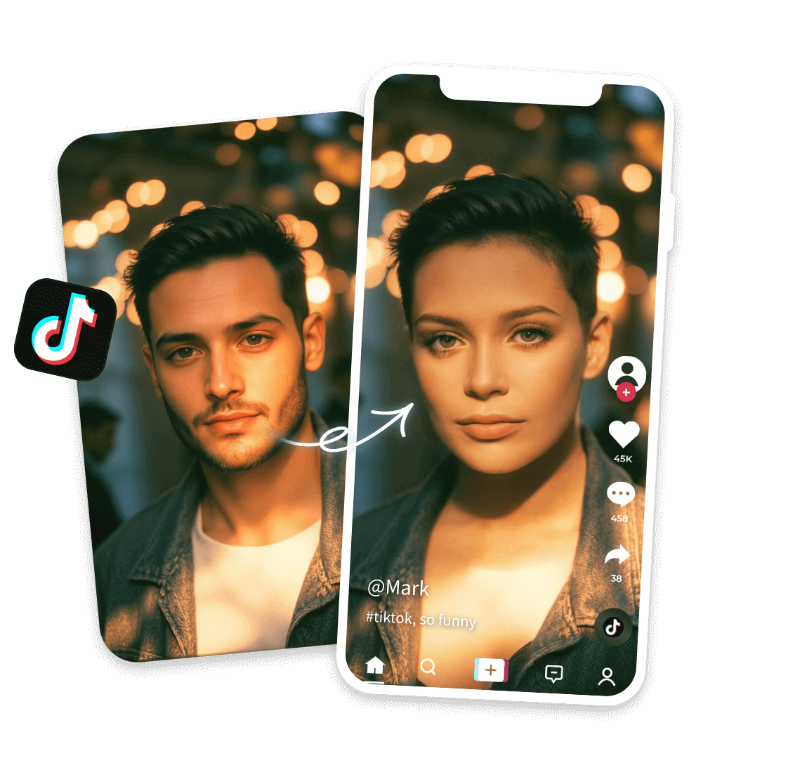 ハンサムなひげ面の少年を女の子に変身させその動画をTikTokに投稿する