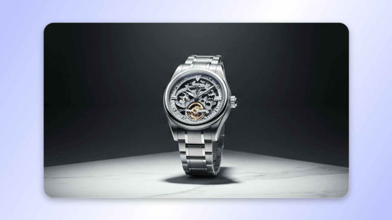Generate a 3d product image of a watch with dimensional display using clipfly 2d to 3d photo converter
