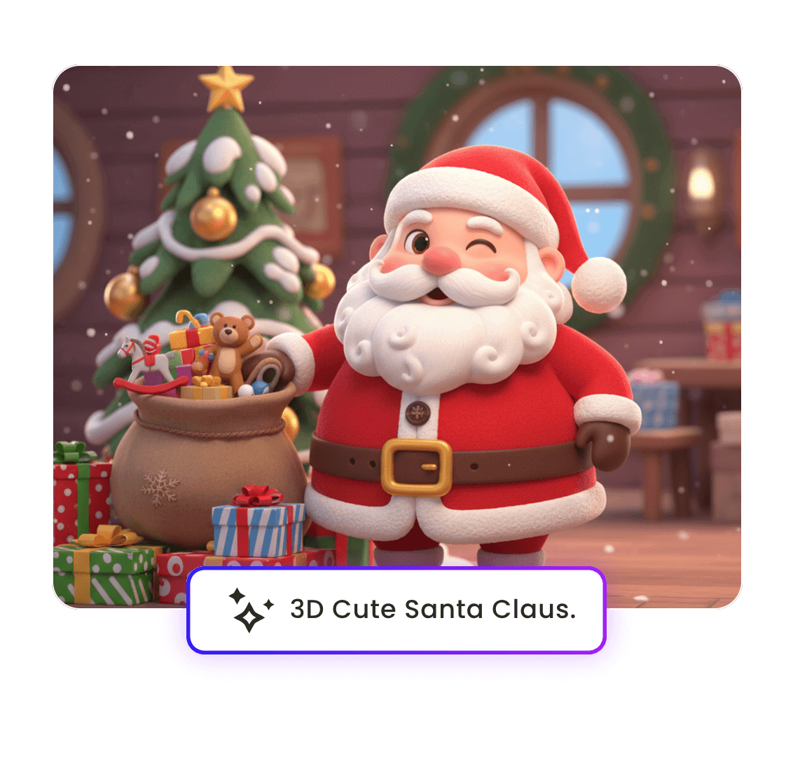 Generate a 3d style santa claus image with ai using text input