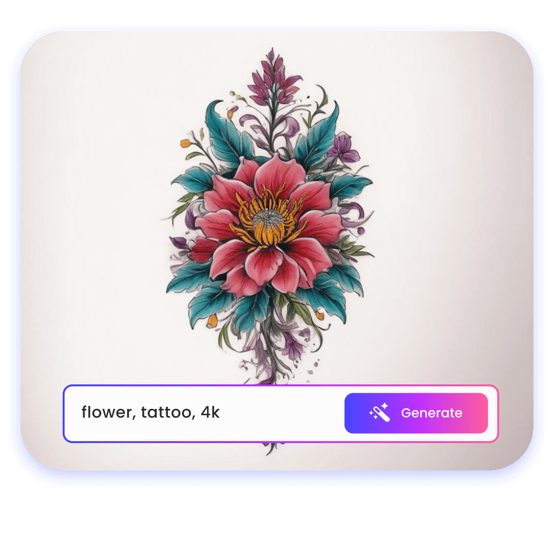 Generate a birth flower tattoo from simple text in clipfly