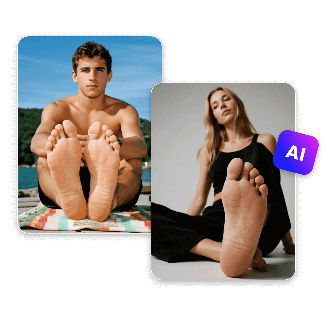 Generate a feet picture of a male and a female with ai