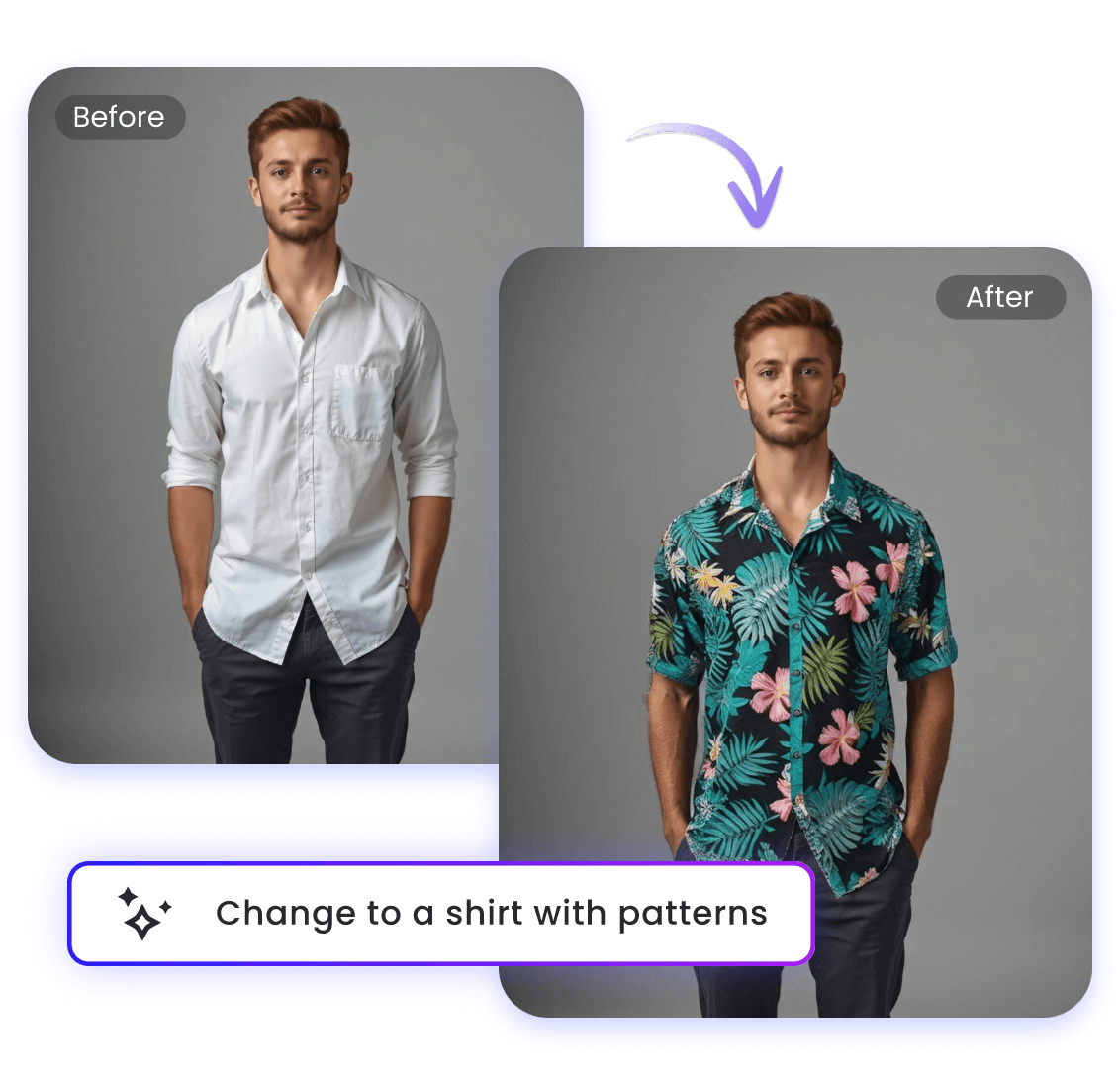 créer une chemise fleurie pour un garçon portant un t-shirt blanc