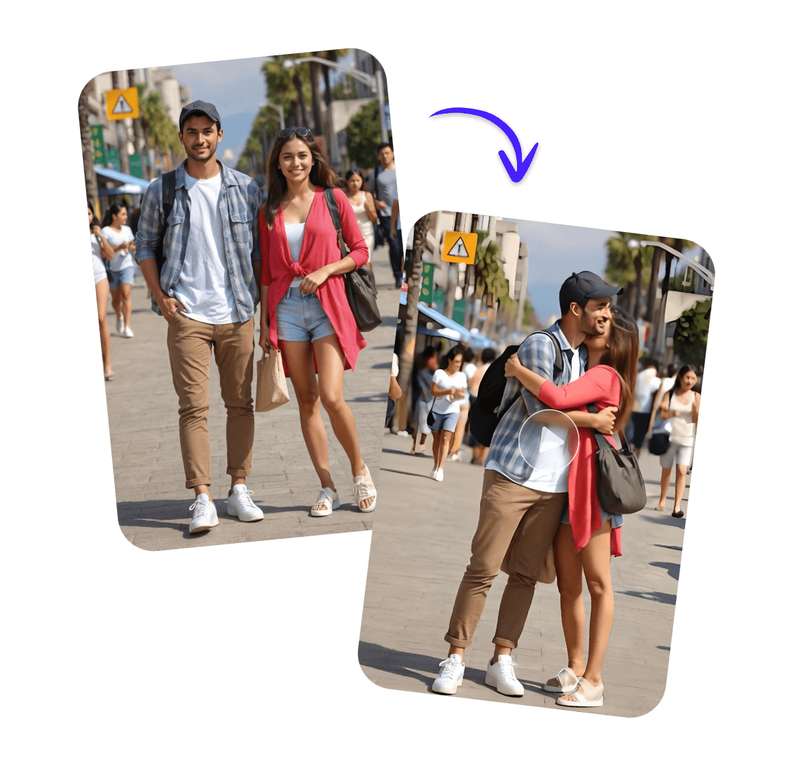 Gerar um vídeo de um casal se abraçando